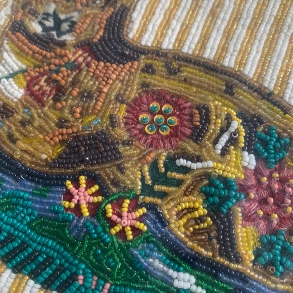 Anthropologie Purse NATHALIE LETE Pouch LEOPARD Cat Tassel BEADED Handbag NWT - Picture 5 of 7